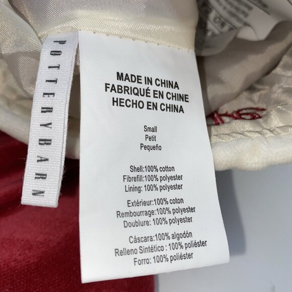 Pottery Barn Paige Velvet Stocking Christmas Monogram Holiday Xmas Red Cream 14” - Picture 4 of 9